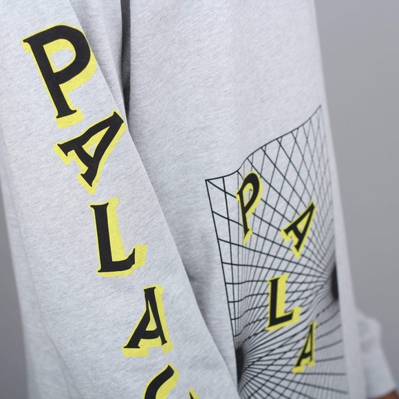 🔥 Palace Griddle Logo L/S Grey Shirt - Picture 2 of 8
